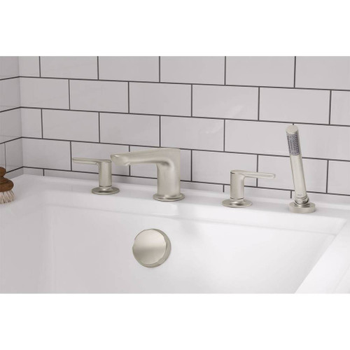 Roman Tub Faucet with Personal Shower for FLASH Rough-In Valves in Brushed Nickel