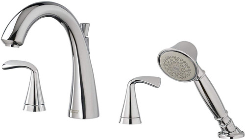 Roman Tub Faucet with Personal Shower for Flash Rough-in Valves in Polished Chrome Finish