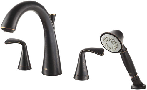 Roman Tub Faucet with Personal Shower for Flash Rough-in Valves in Legacy Bronze Finish