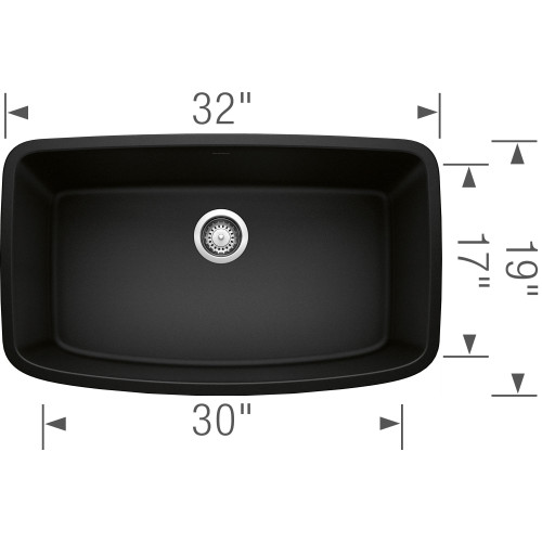 442942 Valea Super Single Bowl in Coal Black
