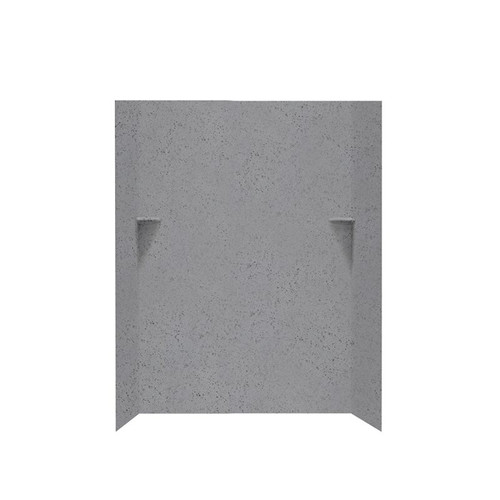 36-in D x 48-in W x 72-in H Solid Surface Shower Wall Kit in Gray Glass