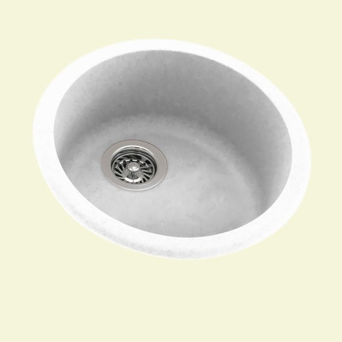 18.5-in D x 18.5-in W x 8-in H Solid Surface Drop-in Bar Sink with 0-Hole in White