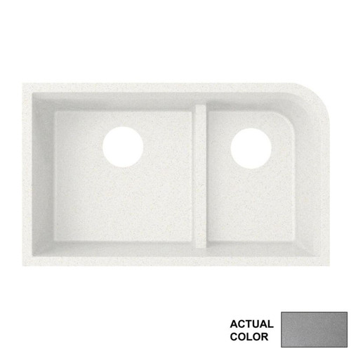 31.875-in D x 19.375-in W x 9.5-in H Granite Undermount Double Bowl Kitchen Sink with 1-Hole in Metallico