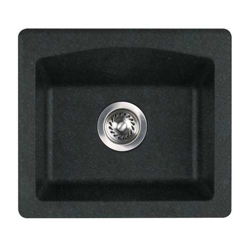 18-in D x 16-in W x 7.5-in H Granite Dual Mount Bar Sink with 0-Hole in Nero