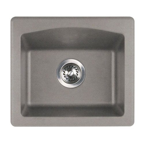 18-in D x 16-in W x 7.5-in H Granite Dual Mount Bar Sink with 0-Hole in Metallico