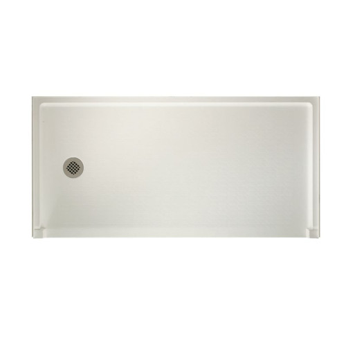 30.1875-in D x 60.375-in W x 4.1875-in H Solid Surface Shower Base with Left-Hand Drain in Bisque
