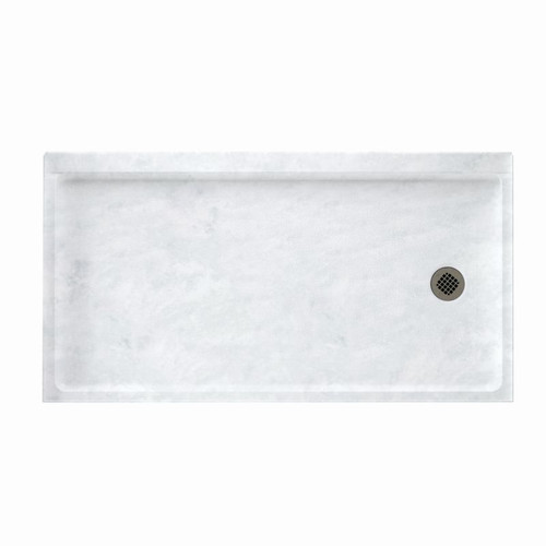 30.1875-in D x 60.375-in W x 4.1875-in H Solid Surface Shower Base with Right-Hand Drain in Ice
