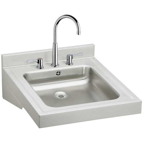 Commercial Lavatory Sink Package with 3 Faucet Holes in Buffed Satin