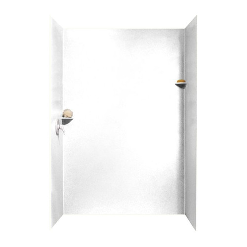 36-in D x 62-in W x 96-in H Solid Surface Shower Wall Surround in White