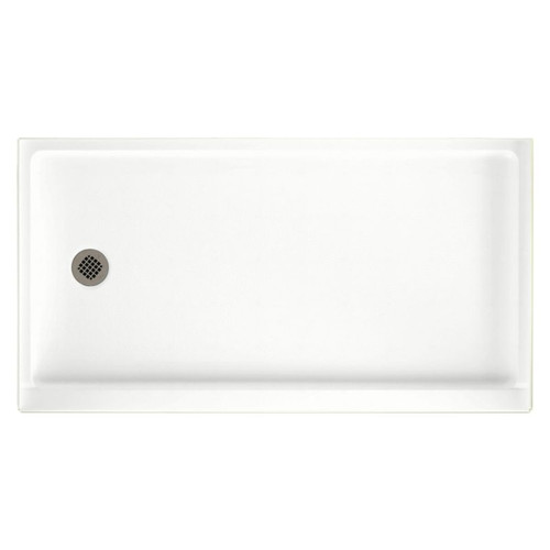 32-in D x 60-in W x 4.3125-in H Solid Surface Shower Base with Left-Hand Drain in Tahiti White