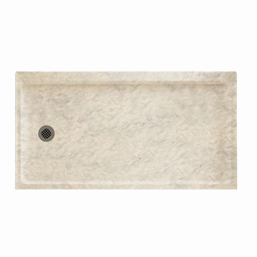 32-in D x 60-in W x 4.3125-in H Solid Surface Shower Base with Left-Hand Drain in Mountain Haze