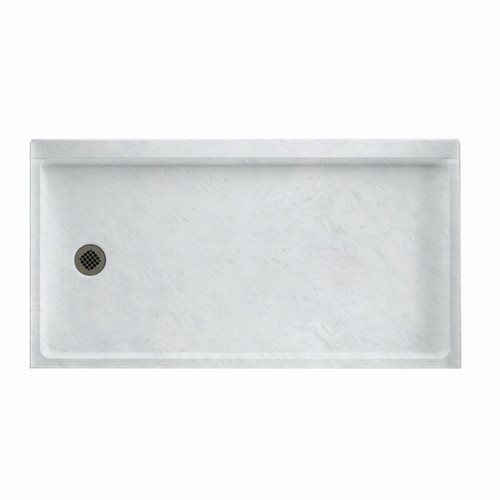 32-in D x 60-in W x 4.3125-in H Solid Surface Shower Base with Left-Hand Drain in Ice