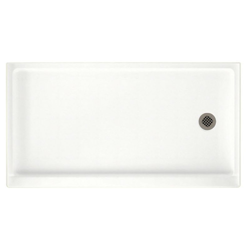 32-in D x 60-in W x 4.3125-in H Solid Surface Shower Base with Right-Hand Drain in Tahiti White