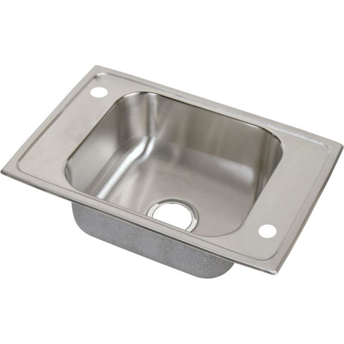 25" x 17" x 6-7/8" 20 Gauge Stainless Steel Single Bowl Drop-in Classroom Sink with 2 Faucet Holes in Brushed Satin