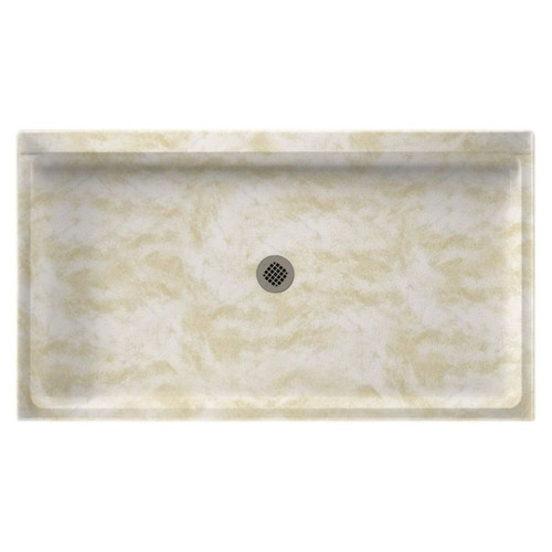 60.375-in D x 34.188-in W x 5.5-in H Solid Surface Shower Base in Cloud White
