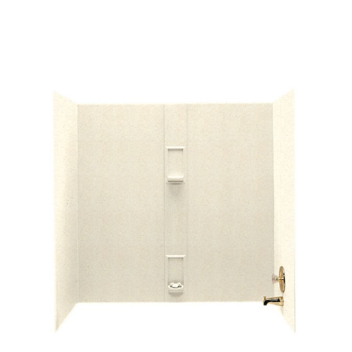 30-in D x 60-in W x 60-in H Solid Surface Bathtub Wall Kit in Pebble