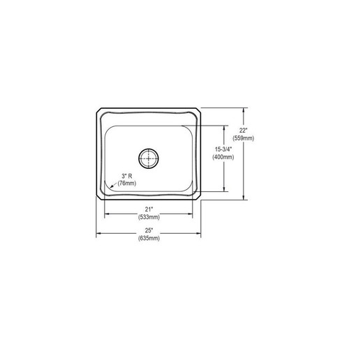 25" x 22" x 7" 20 Gauge Stainless Steel Single Bowl Drop-in Kitchen Sink with 3 Faucet Holes in Brushed Satin