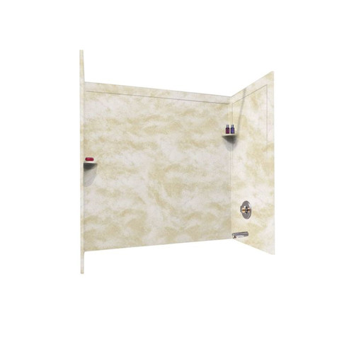 32-in D x 60-in W x 60-in H Solid Surface Bathtub Wall Kit in Cloud White