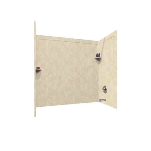 32-in D x 60-in W x 60-in H Solid Surface Bathtub Wall Kit in Cloud Bone