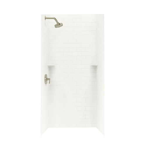 36-in D x 36-in W x 72-in H Solid Surface Shower Wall Kit in Bisque