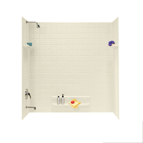 32-in D x 60-in W x 59.625-in H Veritek Bathtub Wall Kit in Bone