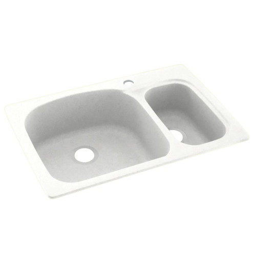 33-in D x 22-in W x 9.75-in H Solid Surface Dual Mount Double Bowl Kitchen Sink with 1-Hole in Tahiti White