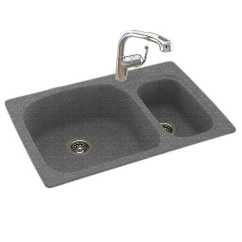 33-in D x 22-in W x 9.75-in H Solid Surface Dual Mount Double Bowl Kitchen Sink with 1-Hole in Night Sky