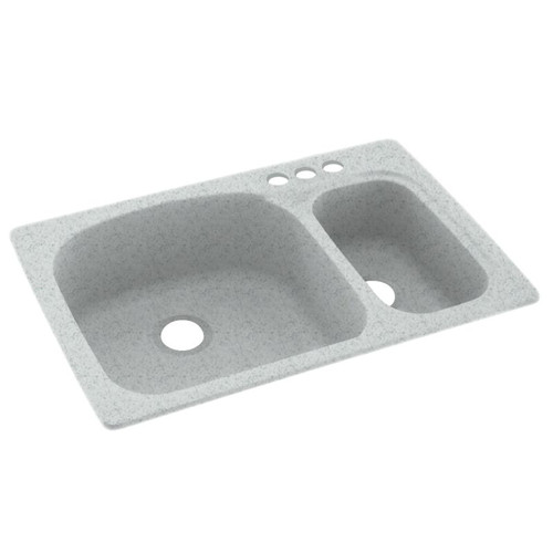 33-in D x 22-in W x 9.75-in H Solid Surface Dual Mount Double Bowl Kitchen Sink with 3-Hole in Tahiti Gray