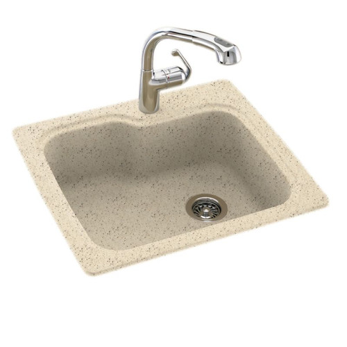 25-in D x 22-in W x 9.5-in H Solid Surface Dual Mount Single Bowl Kitchen Sink with 1-Hole in Tahiti Desert