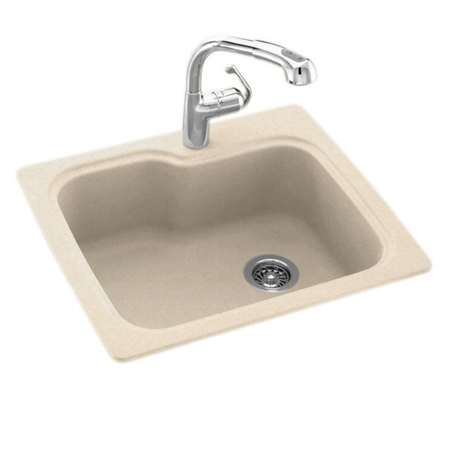 25-in D x 22-in W x 9.5-in H Solid Surface Dual Mount Single Bowl Kitchen Sink with 1-Hole in Tahiti Sand