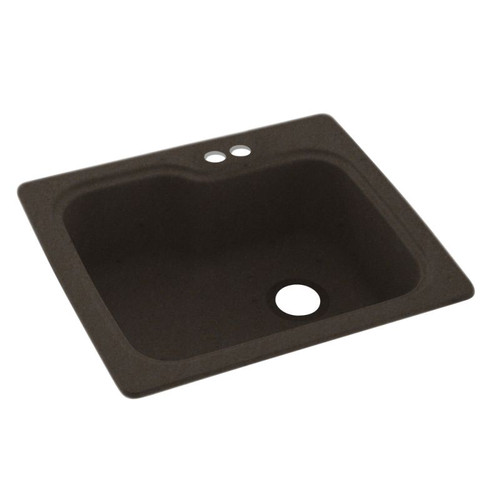 Swan KS02522SB.124-2B 25-in D x 22-in W x 9.5-in H Solid Surface Dual Mount Single Bowl Kitchen Sink with 2-Hole in Canyon