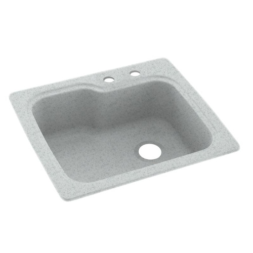 25-in D x 22-in W x 9.5-in H Solid Surface Dual Mount Single Bowl Kitchen Sink with 2-Hole in Tahiti Gray