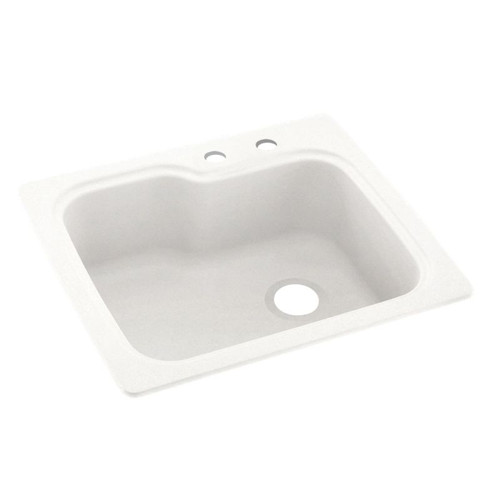 25-in D x 22-in W x 9.5-in H Solid Surface Dual Mount Single Bowl Kitchen Sink with 2-Hole in Tahiti Ivory