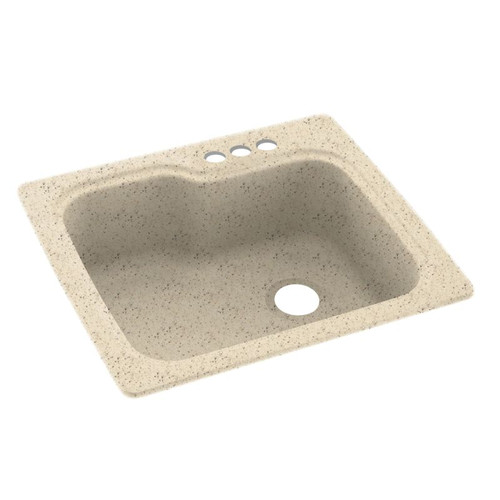 25-in D x 22-in W x 9.5-in H Solid Surface Dual Mount Single Bowl Kitchen Sink with 3-Hole in Tahiti Desert