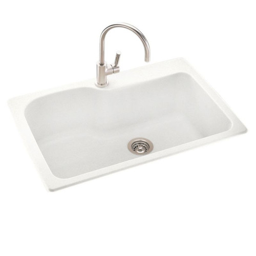 33-in D x 22-in W x 10.563-in H Solid Surface Dual Mount Single Bowl Kitchen Sink with 1-Hole in Tahiti Ivory