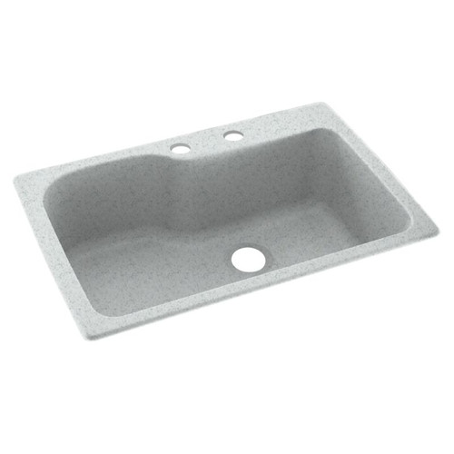 33-in D x 22-in W x 10.563-in H Solid Surface Dual Mount Single Bowl Kitchen Sink with 2-Hole in Tahiti Gray