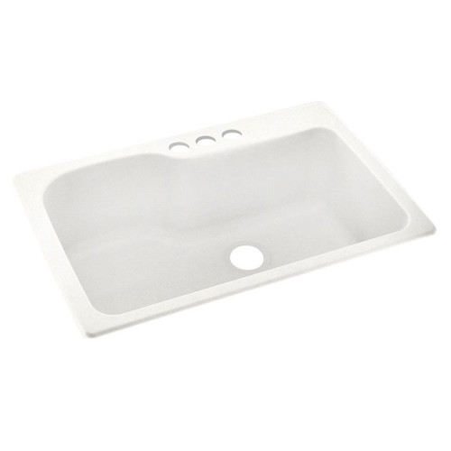 33-in D x 22-in W x 10.563-in H Solid Surface Dual Mount Single Bowl Kitchen Sink with 3-Hole in Tahiti Ivory