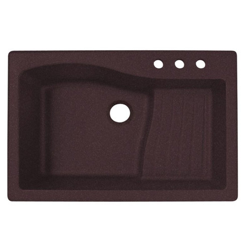 33-in D x 22-in W x 5.625-in H Granite Dual Mount Single Bowl Kitchen Sink with 3-Hole in Espresso