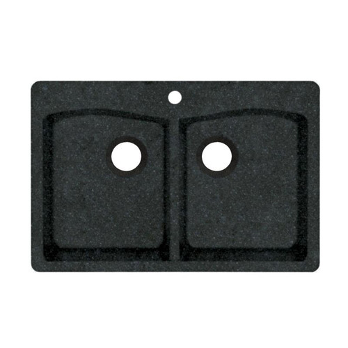 33-in D x 22-in W x 9.063-in H Granite Dual Mount Double Bowl Kitchen Sink with 1-Hole in Nero