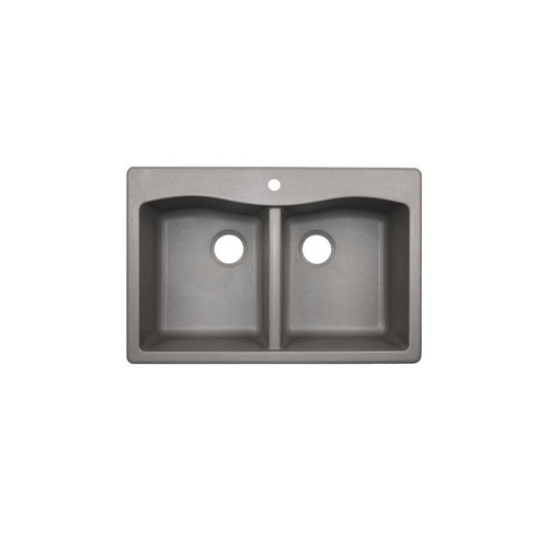33-in D x 22-in W x 9.063-in H Granite Dual Mount Double Bowl Kitchen Sink with 1-Hole in Metallico