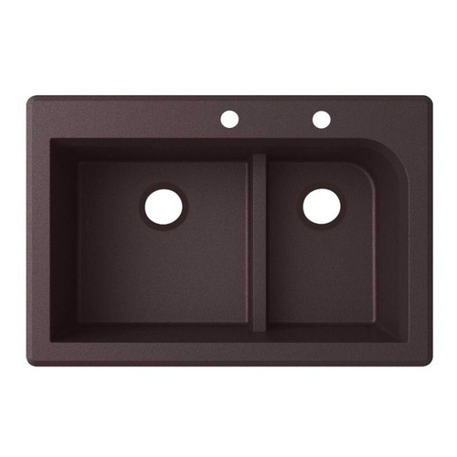 33-in D x 22-in W x 9.5-in H Granite Dual Mount Double Bowl Kitchen Sink with 2-Hole in Espresso