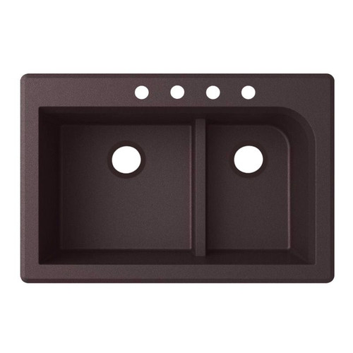 Swan QZ03322LD.170-4B 33-in D x 22-in W x 9.5-in H Granite Dual Mount Double Bowl Kitchen Sink with 4-Hole in Espresso