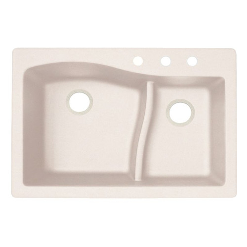 33-in D x 22-in W x 5.625-in H Granite Dual Mount Double Bowl Kitchen Sink with 3-Hole in Granito