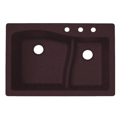33-in D x 22-in W x 5.625-in H Granite Dual Mount Double Bowl Kitchen Sink with 3-Hole in Espresso