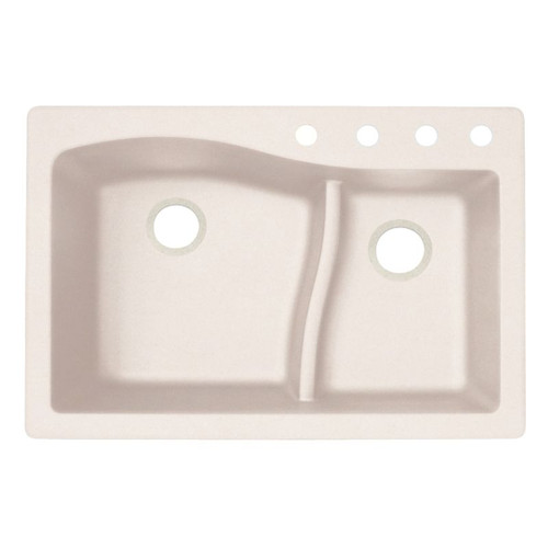 33-in D x 22-in W x 5.625-in H Granite Dual Mount Double Bowl Kitchen Sink with 4-Hole in Granito