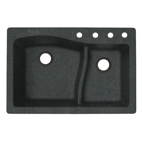 33-in D x 22-in W x 5.625-in H Granite Dual Mount Double Bowl Kitchen Sink with 4-Hole in Nero