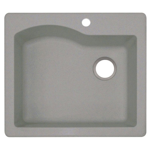 Swan QZSB-2522-173 25-in D x 22-in W x 9.5-in H Granite Dual Mount Single Bowl Kitchen Sink with 1-Hole in Metallico