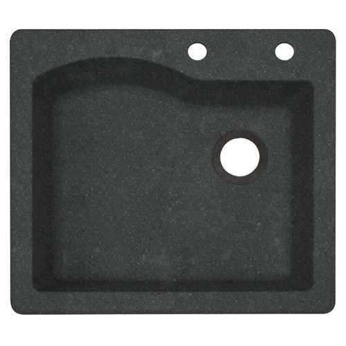 25-in D x 22-in W x 9.5-in H Granite Dual Mount Single Bowl Kitchen Sink with 2-Hole in Nero