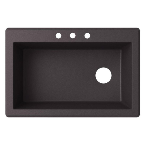 33-in W x 22-in D x 9.5-in H Granite Dual Mount Single Bowl Kitchen Sink with 3-Hole in Nero