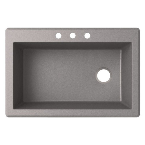 33-in W x 22-in D x 9.5-in H Granite Dual Mount Single Bowl Kitchen Sink with 3-Hole in Metallico